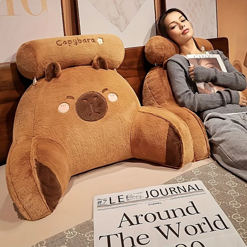 Lovely Capybara Backrest Cushion, Large Backrest Cushion, Lumbar Support Pillow, Triangle Reading Pillow, Adorable Design