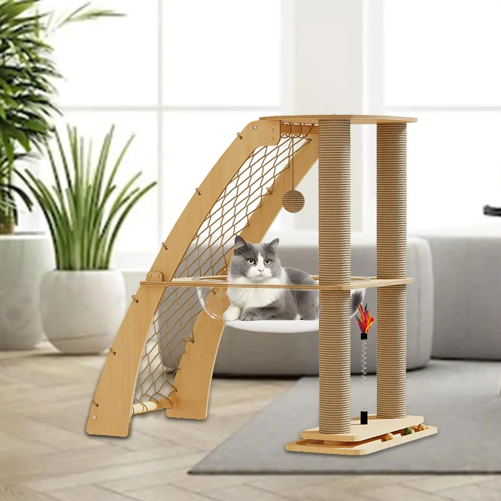 Cat Tree Toy Playground Rest Grind Claws Furniture Protector Condo Cat Climbing Frame Scratching Post Wooden Turntable for Cats