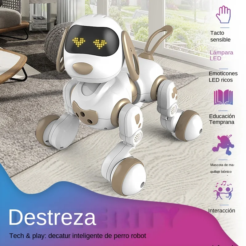 Divertido Robot RC, perro electrónico, perro acrobático, comando de voz, canción musical con sentido táctil, perro Robot para niños y niñas, juguetes para niños 18011