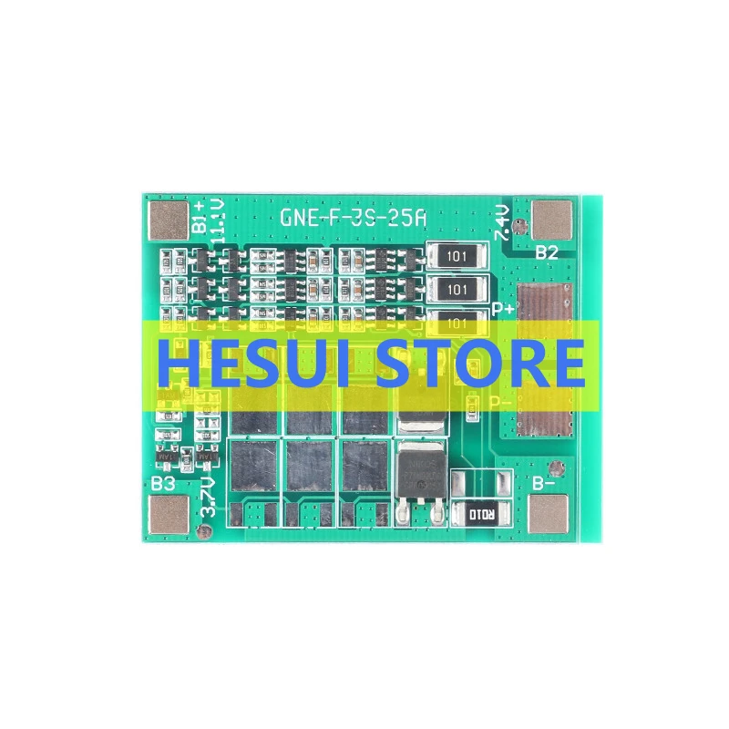 Lithium Battery Protection Board, Balance Overcharge e Overdischarge, Curto-circuito, 11.1V, 12.6V, 6A, 3 Series