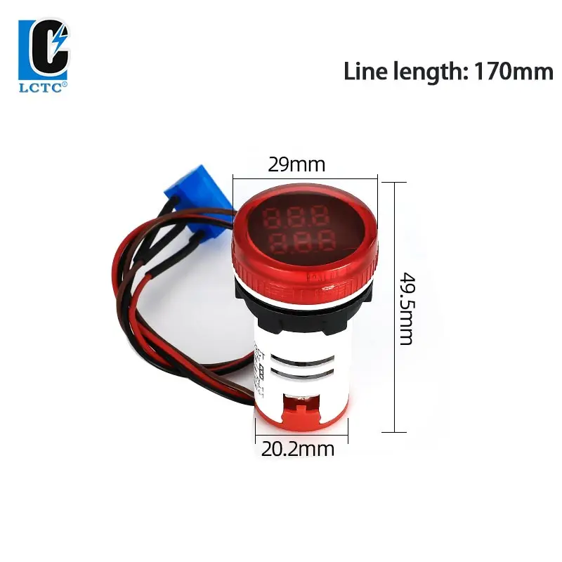 22mm  LED Highlight Digital Display Counter AC Indicator Light Signal Light Opening Counter Meter Round 5 Colors Optional