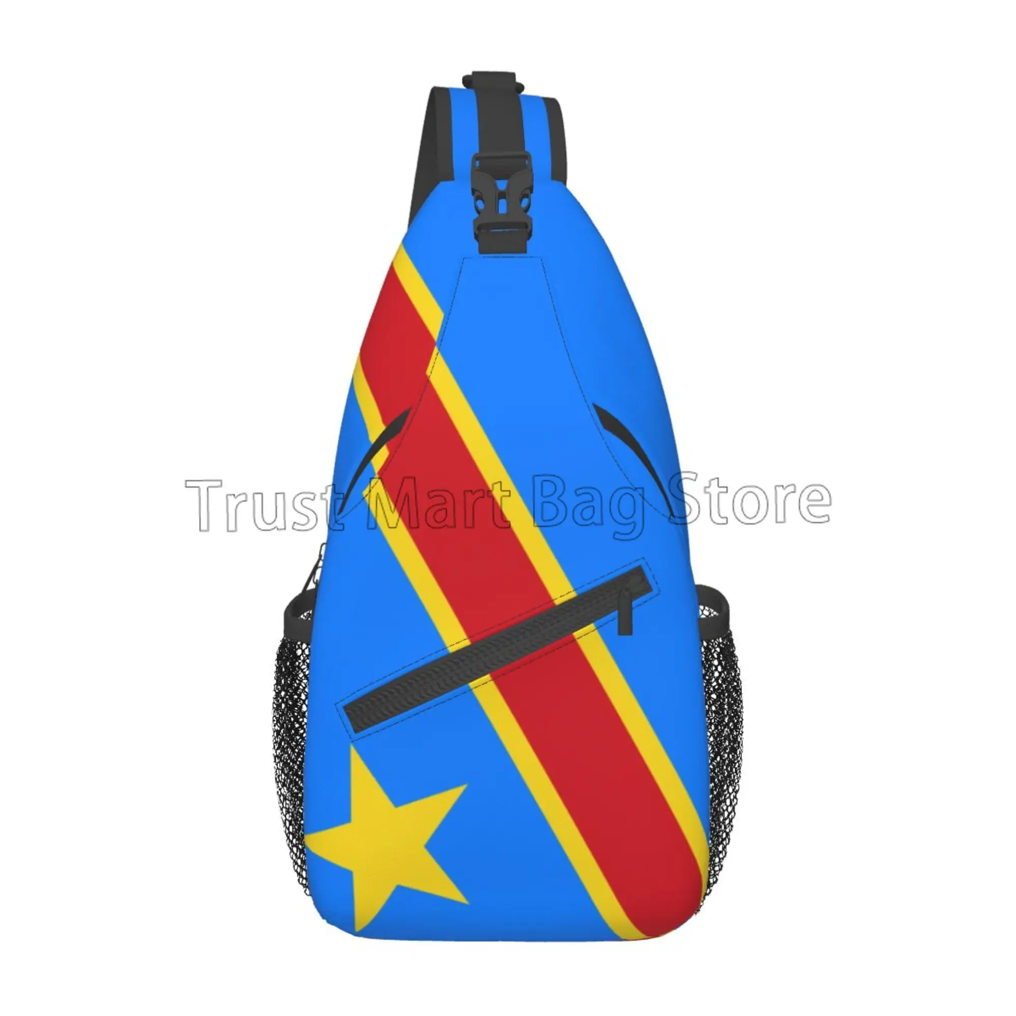 Democratic Republic of Congo Flag Print Chest Bag Casual Sling Bag Crossbody Backpack Lightweight Daypack for Outdoor Sports