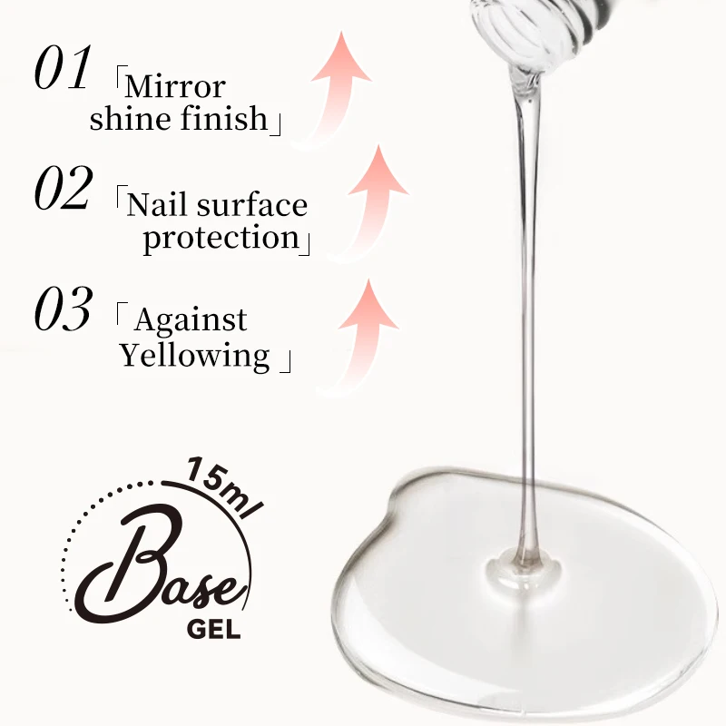 UR SUGAR 15 ml Basisgel und kein abwischbarer Decklack, semi-permanente 2-in-1-Grundierungsflasche, Konstruktion, Nägel, Kunst, Nagellack, Design, Maniküre