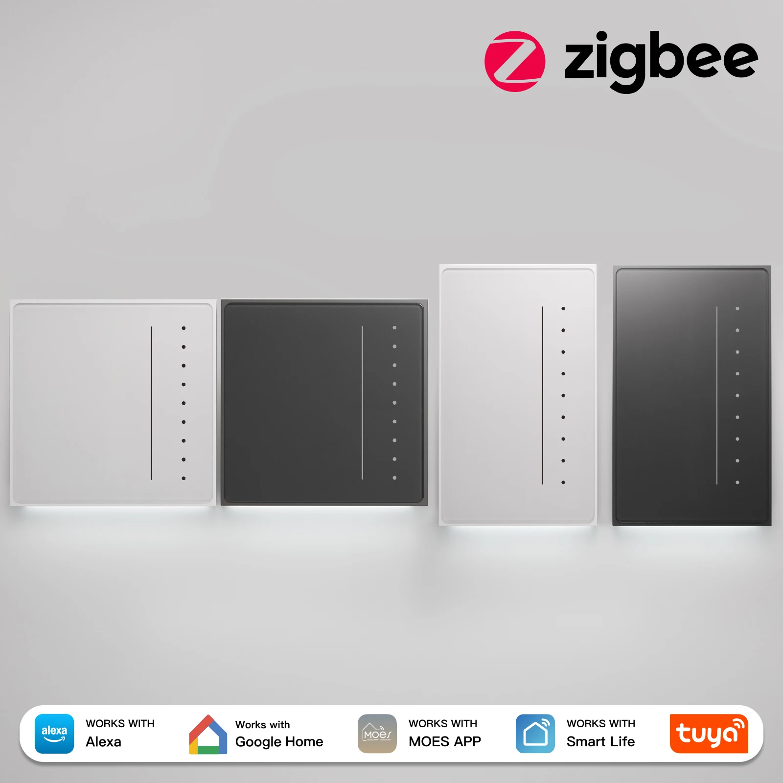 MOES Star Feather Series ZigBee Smart Dimmer Switch AG Skin‑Feel Glass Touch Vibration Feedback Tuya Alexa Google Home