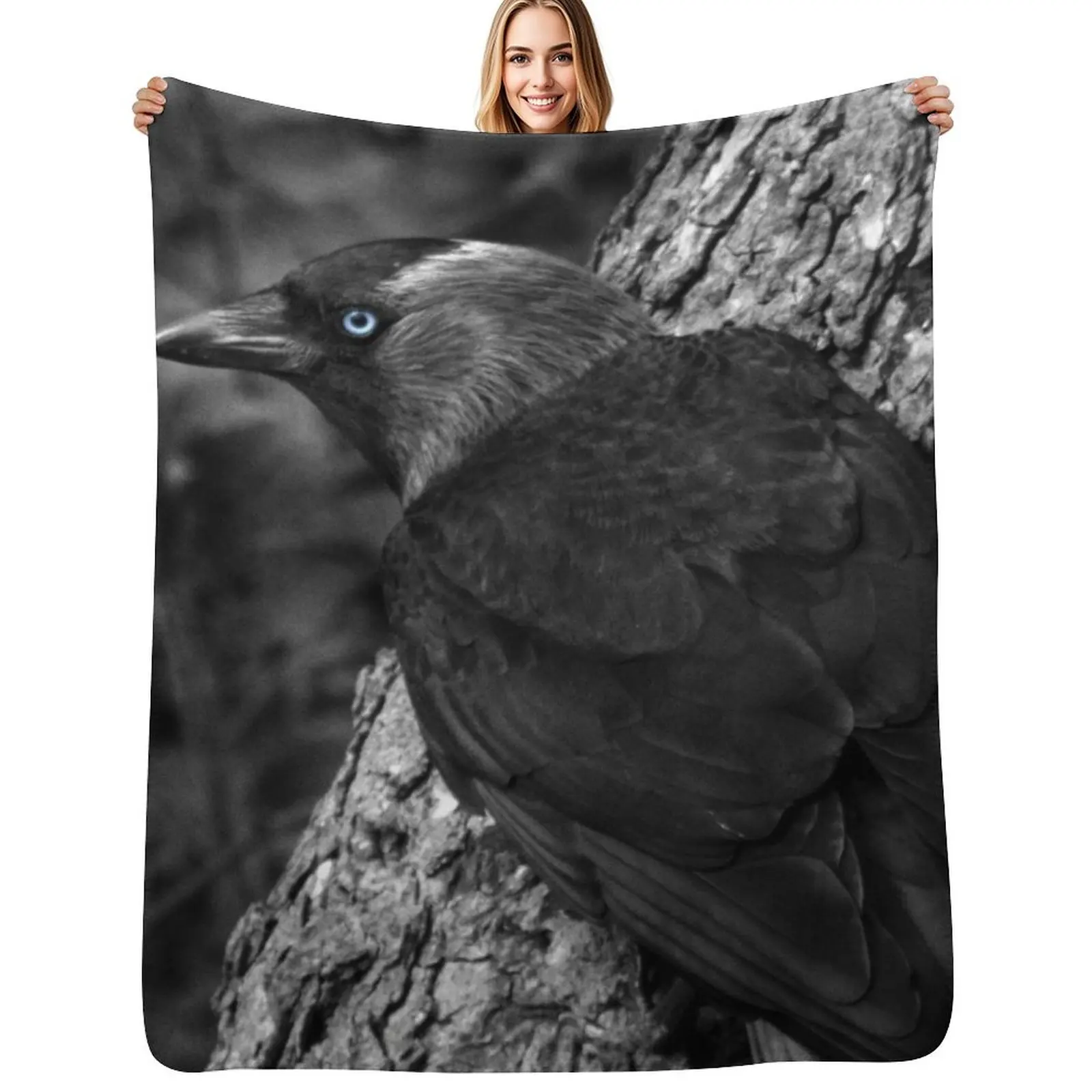 

Black common crow Throw Blanket Sofa Plush Luxury St Cute Plaid Blankets