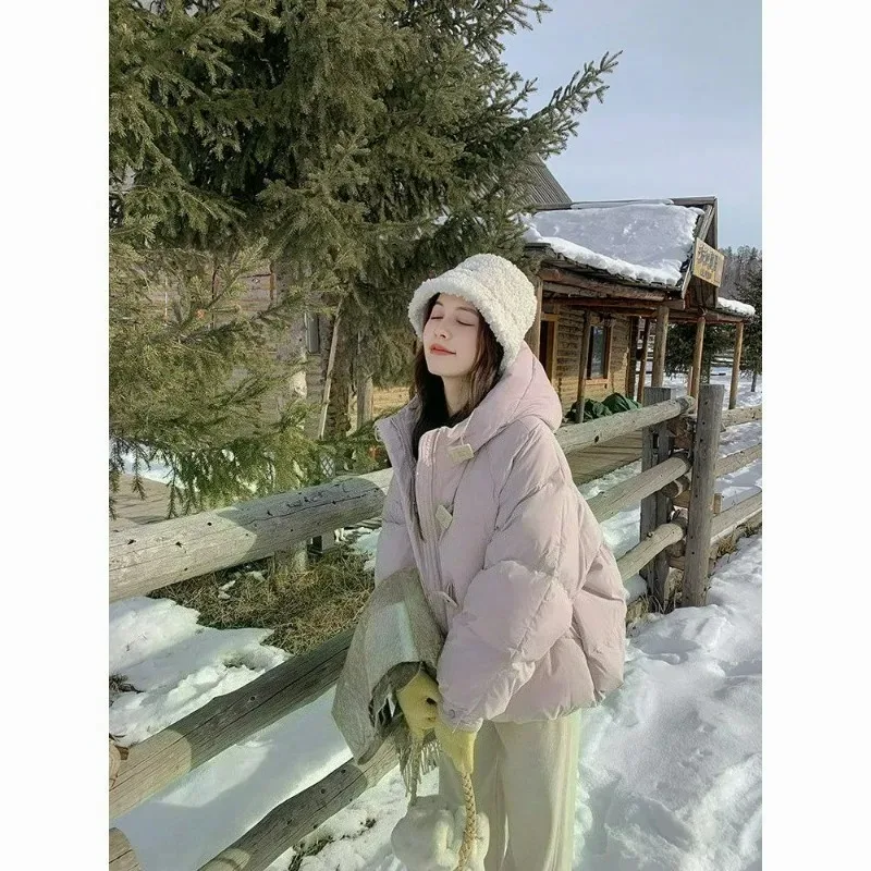 

Модная теплая свободная короткая хлопковая одежда, пуховая хлопковая одежда с капюшоном, зимняя новая удобная корейская версия, утолщенная куртка для хлеба