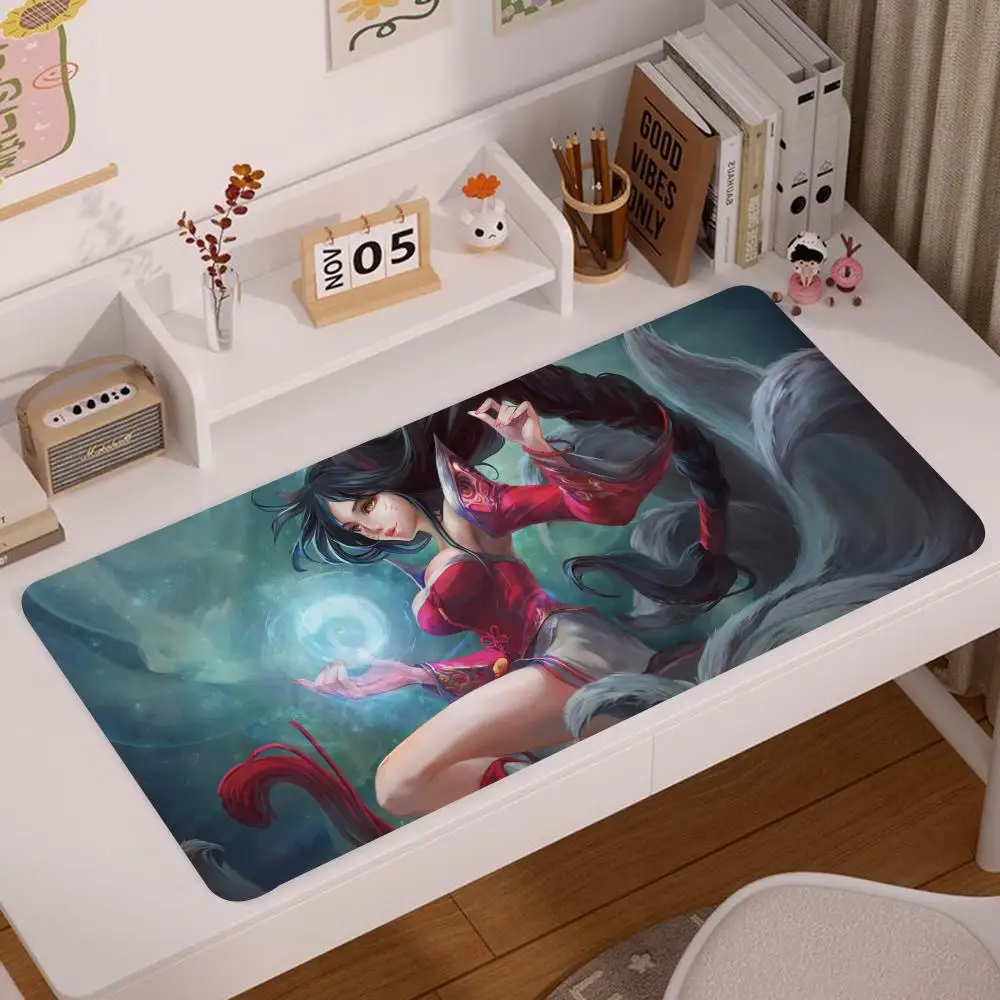 League of L-Legends A-Ahri Mouse Pad 900x400mm Keyboard PC Desk Pads HD Printing Computer Double Sided Leather 700x300xmm Non-sl