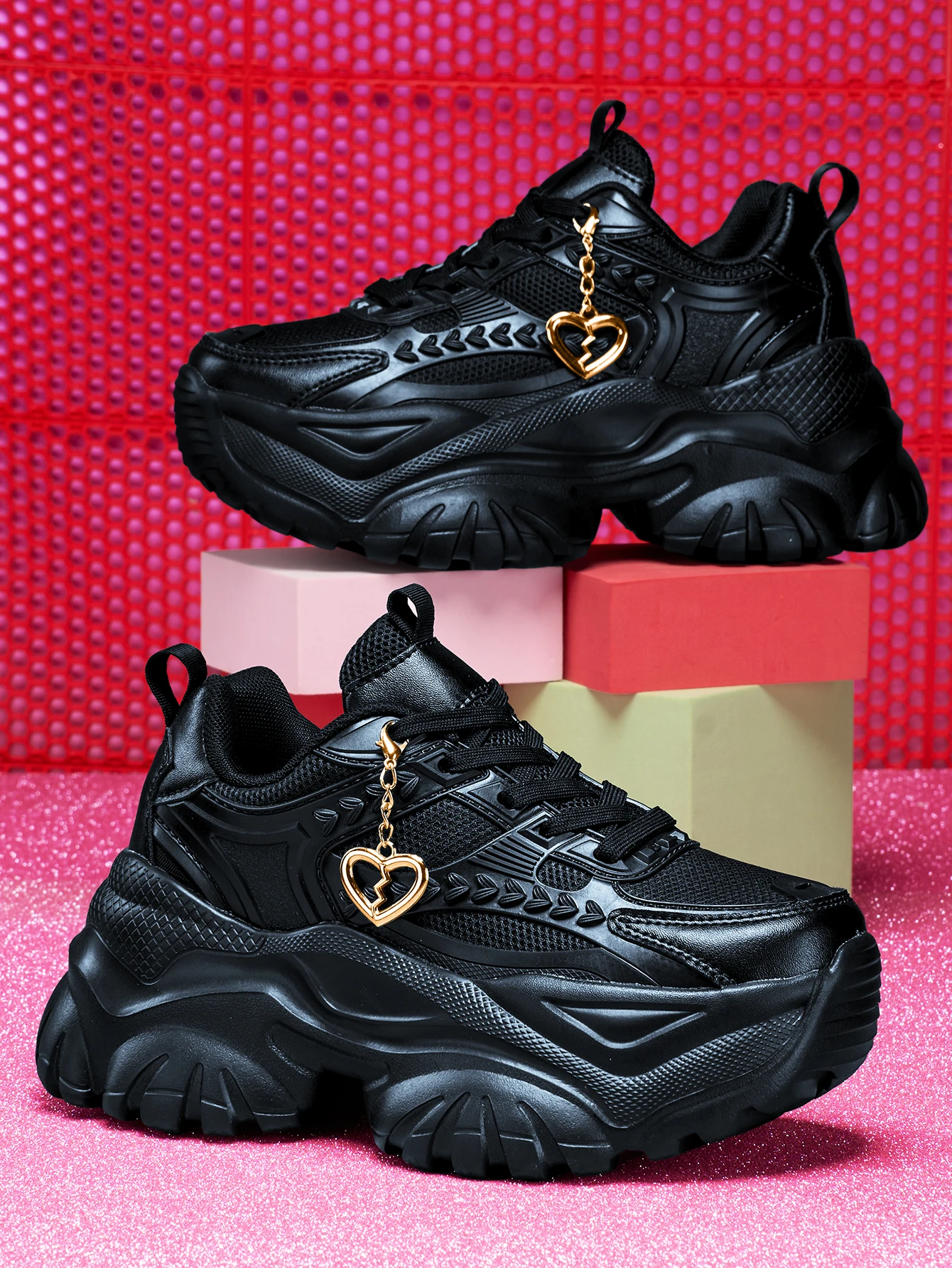Damen-Sneaker mit 7 cm Erhöhung der Höhe, Outdoor-Mode, Freizeitschuhe mit 3D-DIY-Abnehmbarer Metallgold-Herz-Dekorationskette, Damen-Sneaker mit EVA-Dicksohle, hoher Plattform, blauen hohen Absätzen, leichter weicher Sohle, stoßdämpfend, rutschfeste Laufschuhe, runde Zehenpartie, einfache Schnürung, Edelsteinblau, große Größen für Studenten, Teenager, Campus, Alltag, Dating, Fitness, Arbeit, Büroschuhe, trendige vielseitige Keilabsatz-Sneaker für Damen. – Detail 10