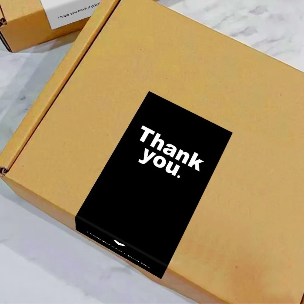 100pcs/roll New Rectangular Thank You Sticker Waterproof Envelope Decoration Sealing Sticker Gift Packaging Sticker