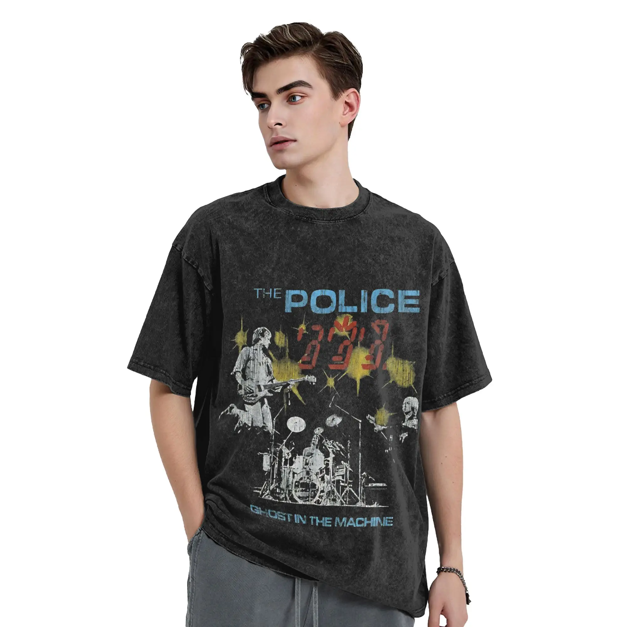 The Police rock band Outfit Washed T Shirts for Men Women Streetwear Hip Hop T-Shirts Graphic  Tees Tops 100% Cotton