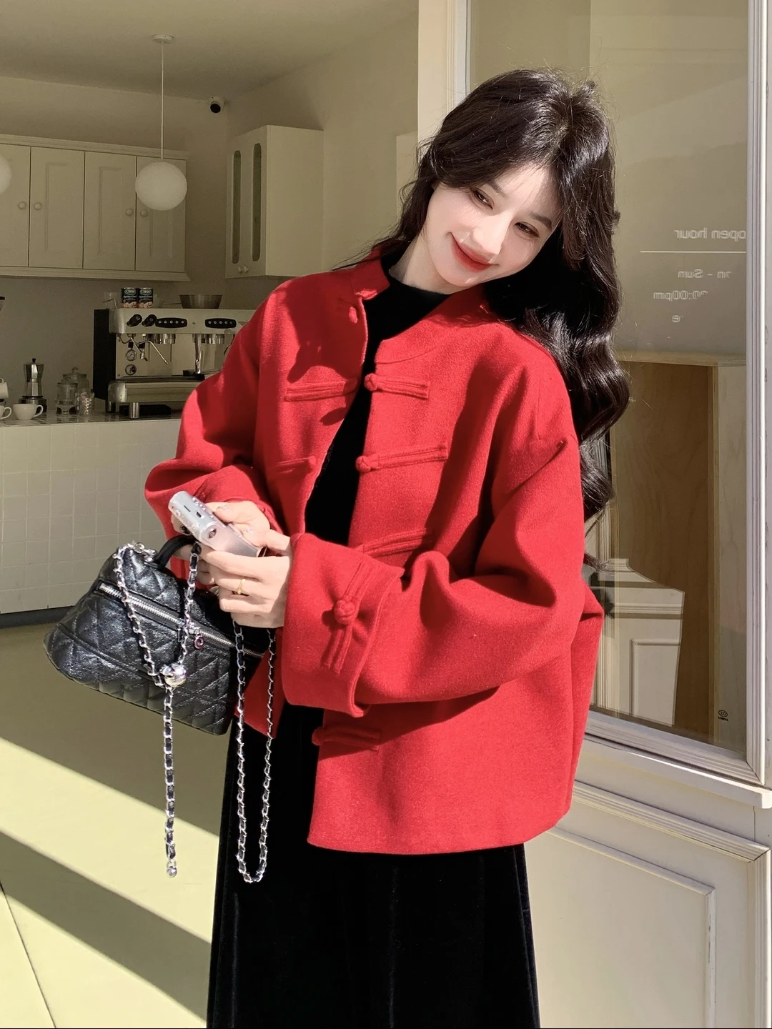 giacca-corta-rossa-cinese-con-colletto-a-bottoni-per-donna-vestibilita-slim-manica-lunga-tinta-unita-primavera-autunno