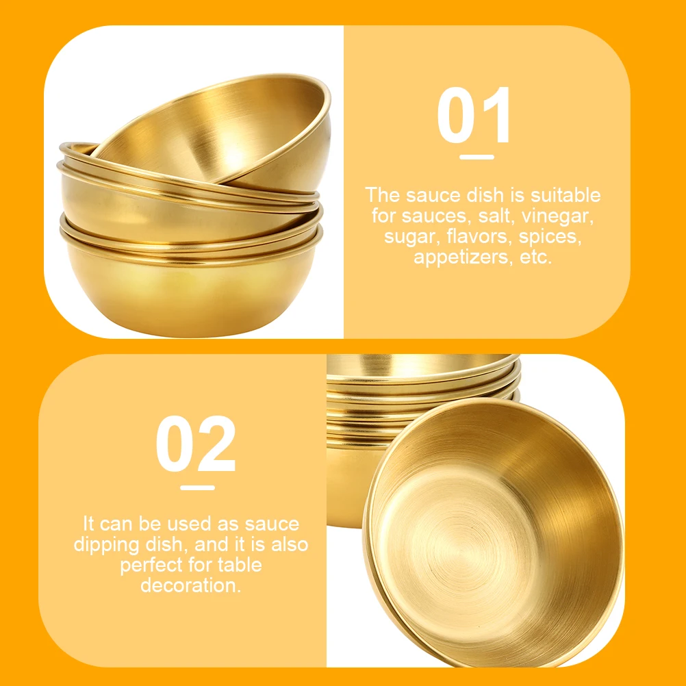 

3Pcs Stainless Steel Round Seasoning Dish Sauce Bowls Relish Plates Practical Condiment Serving Tableware