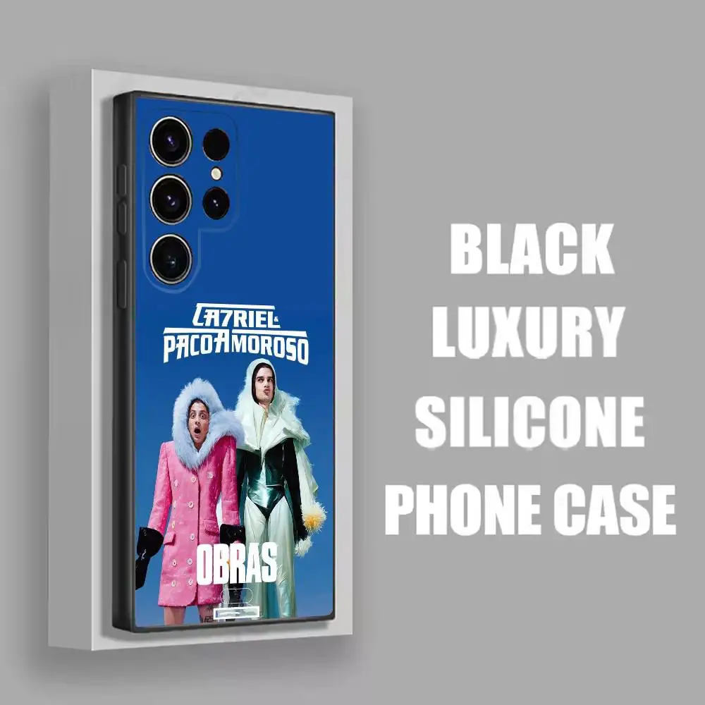 حافظة هاتف C-CA7RIEL P-Paco Amoroso PAPOTA لهاتف سامسونج S25، S24، S21، S22، S23، S30، Ultra، S20، Plus، Fe، Lite، 5G غطاء أسود