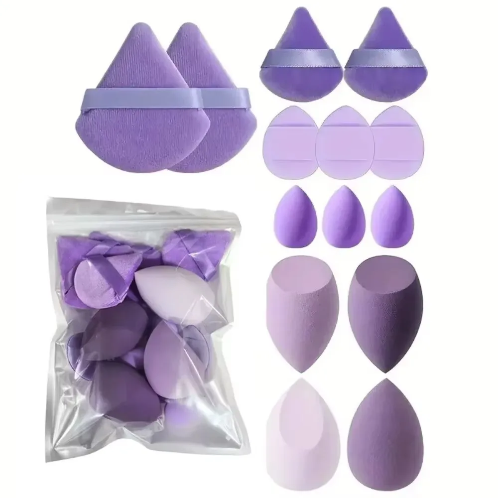 14 pçs conjunto de esponja de maquiagem profissional pó puff para fundação mistura ferramentas cosméticas acessórios de beleza esponja macia