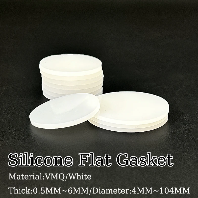 Durable VMQ Silicone Flat Gaskets Diameter 4mm~104mm Withstand Extreme Temperatures for Automotive Engines HVAC Systems & Seal