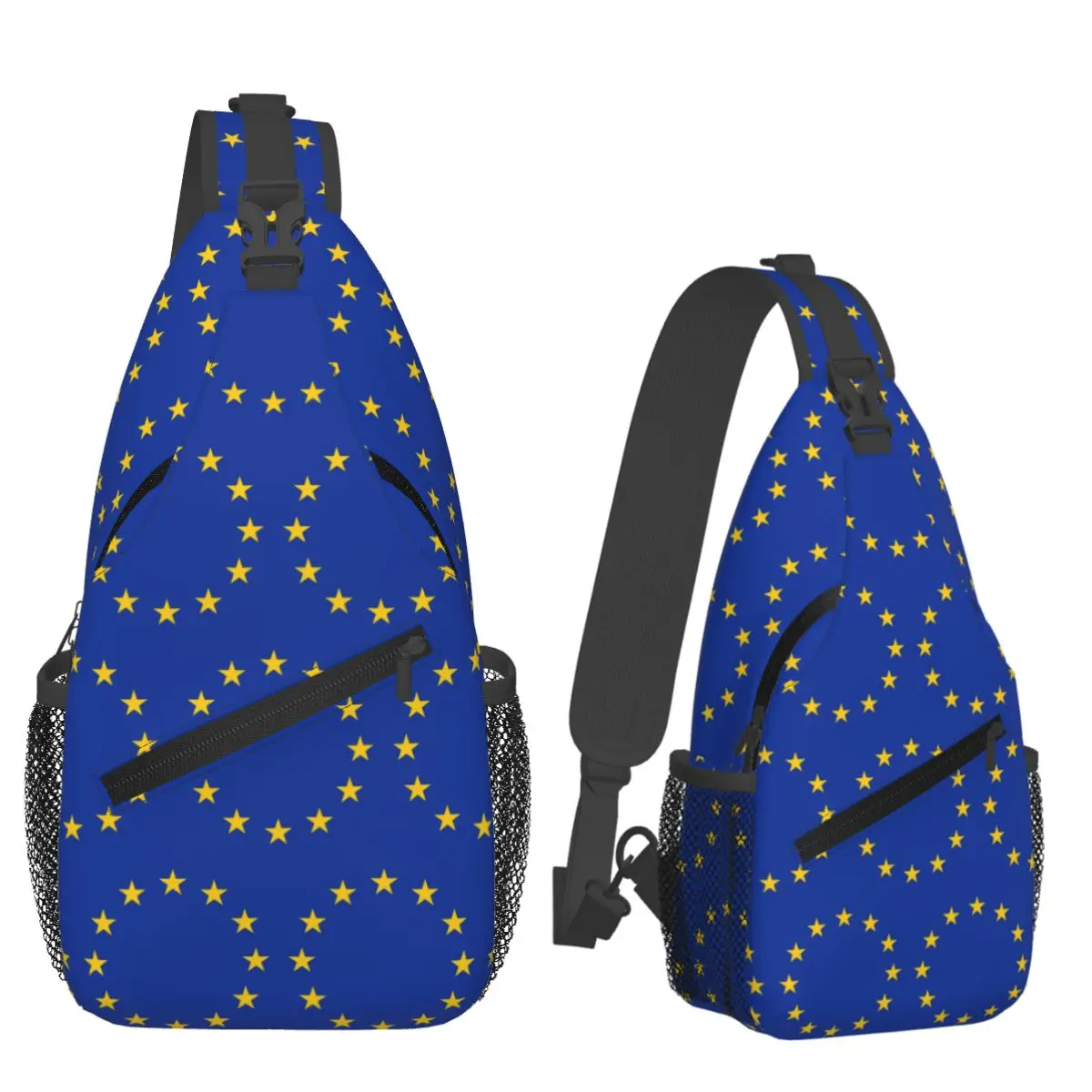 Europe European Union EU Stars National Flag Chest Bag Men Sling Crossbody Backpack Chest Bag Travel Hiking Daypack Shoulder Bag