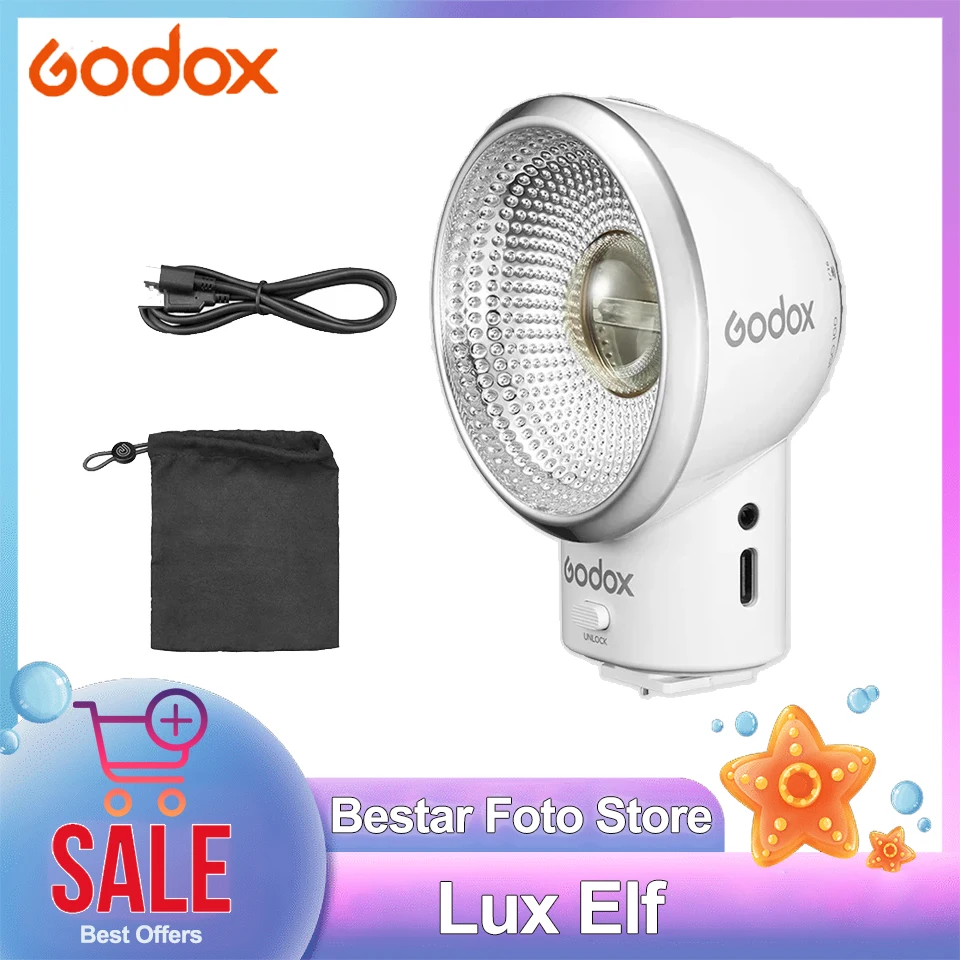 Godox Lux Elf Retro Camera Flash Built-in 7.4V 350mAh Lithium Battery for Canon Sony Nikon Fuji Olympus Camera Flash Light