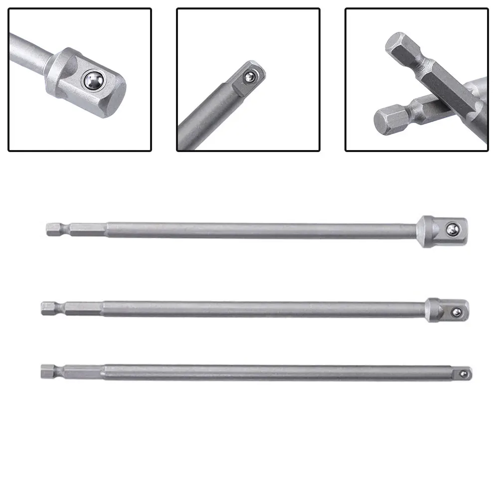 1pc Socket Bar Wrench Adapter Extension Tool 200mm Impact Socket Adapter Hex Shank To 1/4 3/8 1/2 Extension Drill Bits Bar