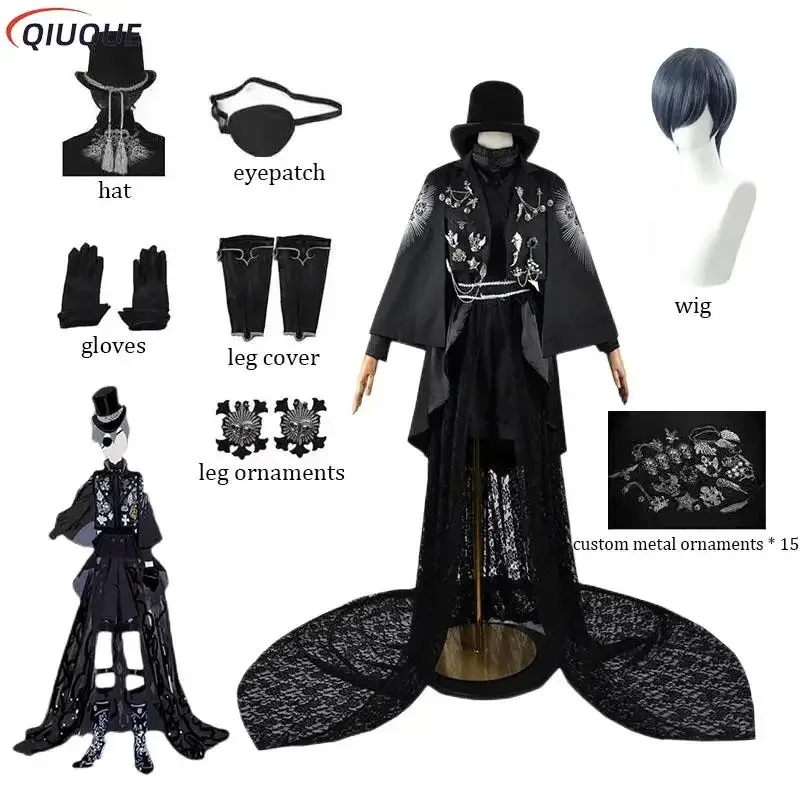 Anime Black Butler Kuroshitsuji Ciel Phantomhive Cosplay Costume 15th Anniversary Black Suits Outfits KX1799