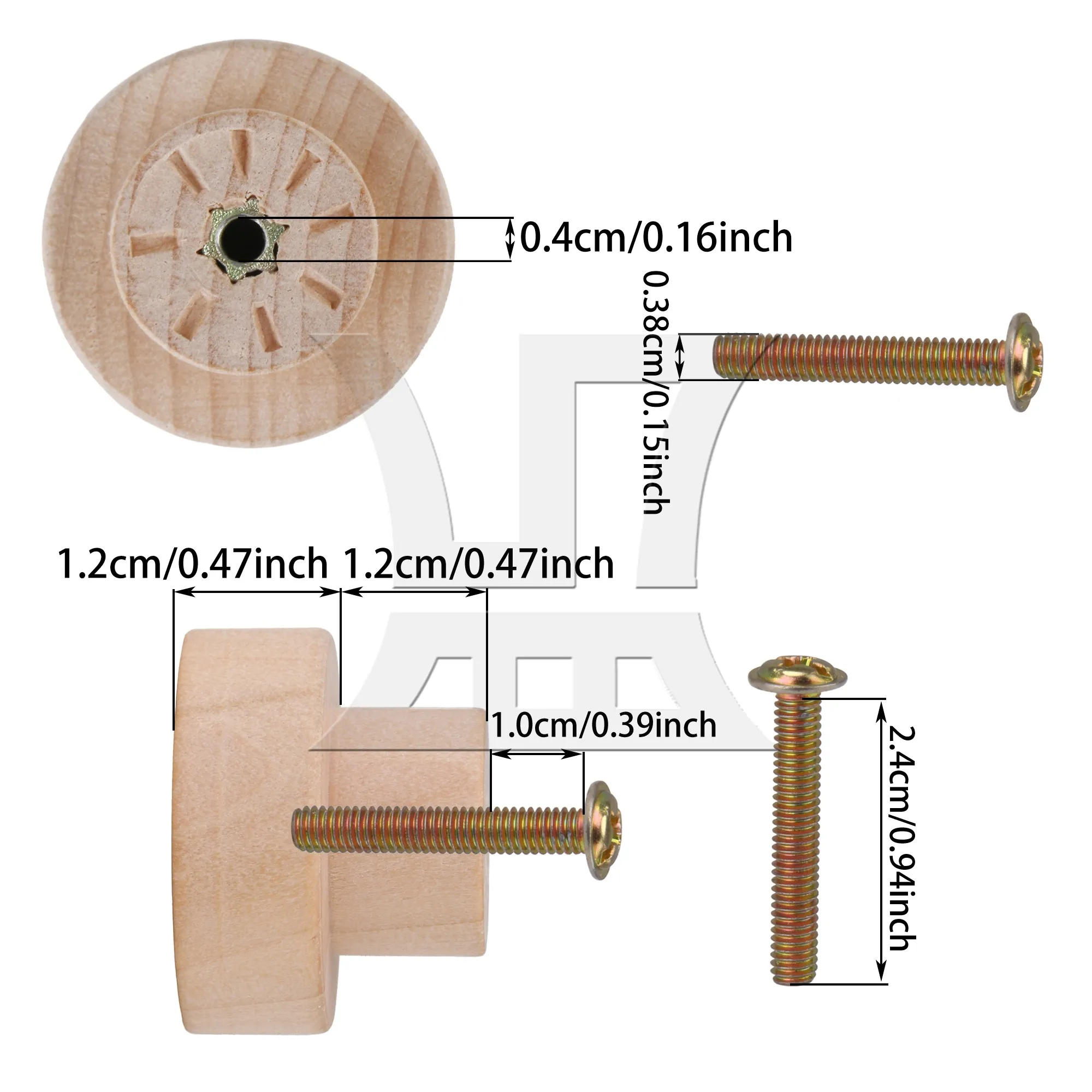 BQLZR 20 قطعة مقابض خشبية مسطحة العلوي مقابض خزانة مستديرة 35x25 مللي متر مقبض درج مقبض باب خزانة الملابس #6