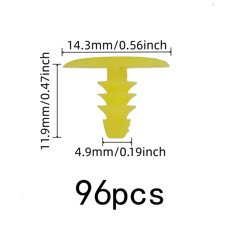 96 pcs Car Window Seal Clips, Yellow Plastic Body, suitable for Car Door Sealing, Secure Snap-in Design