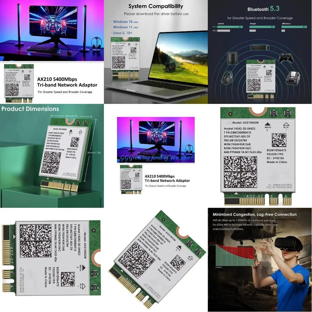 

H9EB Convenient WiFi 6E Wireless Card for Laptops Support Window 10/11 System