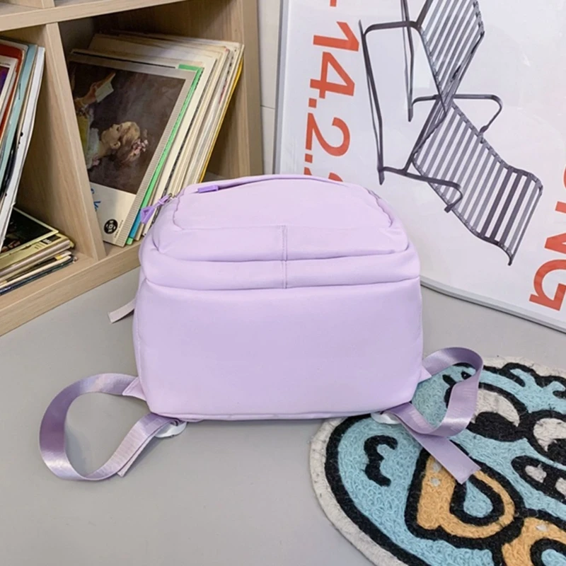 E74B Solid Color Womens Backpack Multi-Pocket School Bag for Teenage Girls Laptop Backpack Unisex Casual Travel Bags