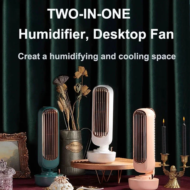 Mijia USB Mini Tower Fan Artifact Spray Humidifier Small Fan Air Conditioner Home Bedroom Silent Office Ultra-Quiet Desktop Fan