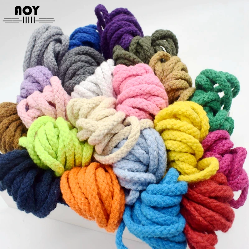 5mm 7mm Christmas Green Cotton Rope Craft Decorative Twisted Round Cord For DIY Sewing Handmade Home Textile Decoration