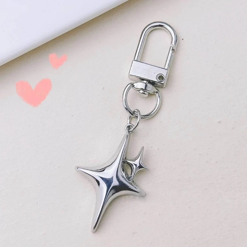 Y2K Star Charm Pendant Keychain Metal Key Rings for Women Men Friendship Gift Handbag Decoration Handmade Jewelry Gift