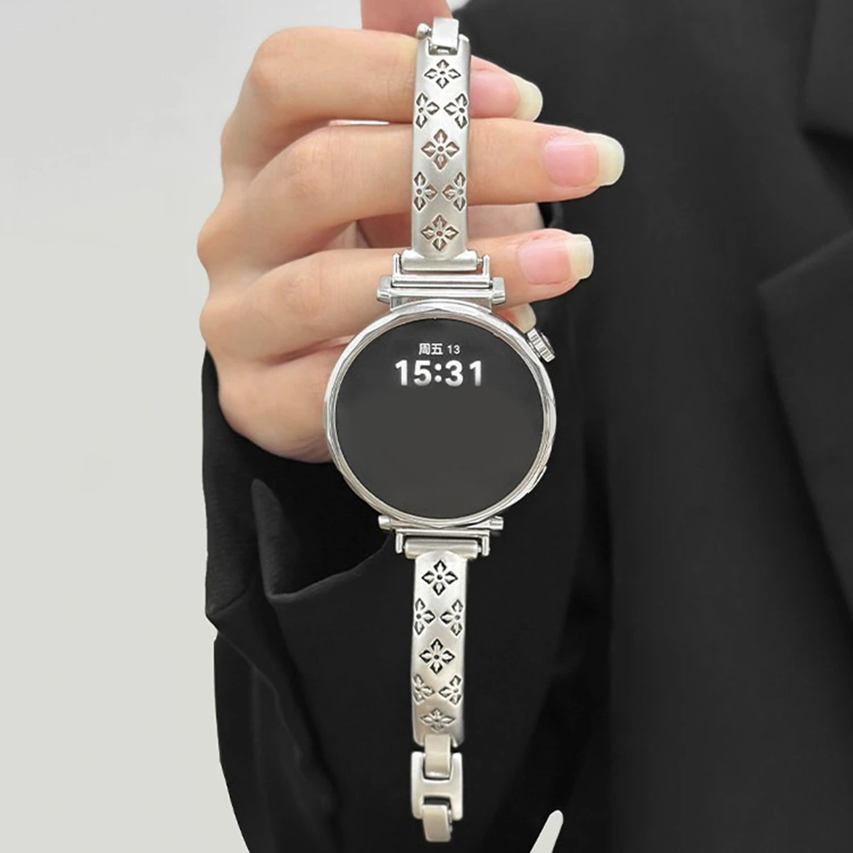 18/20/22MM Watch Band For Samsung Galaxy Watch 8/7/4 6 Classic 5 Pro Openwork Flower Copper Bracelet Strap For Amazfit Bip/GTS 2