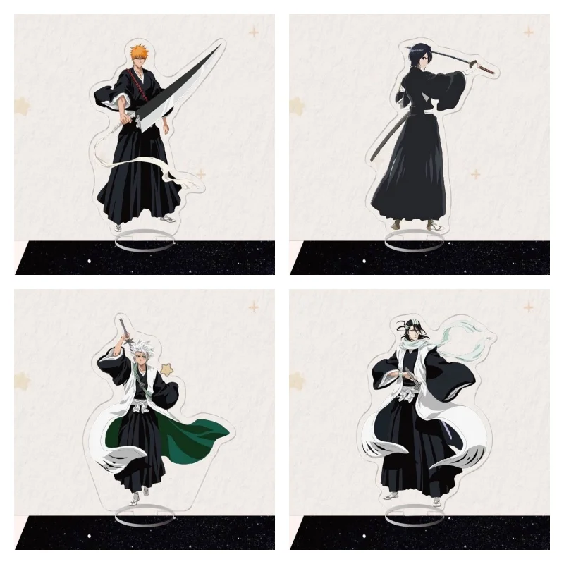 Hot Anime BLEACH Figures Kurosaki Ichigo Kuchiki Rukia Acrylic Stand Model Character Abarai Renji Desk Decor Prop Christmas Gift