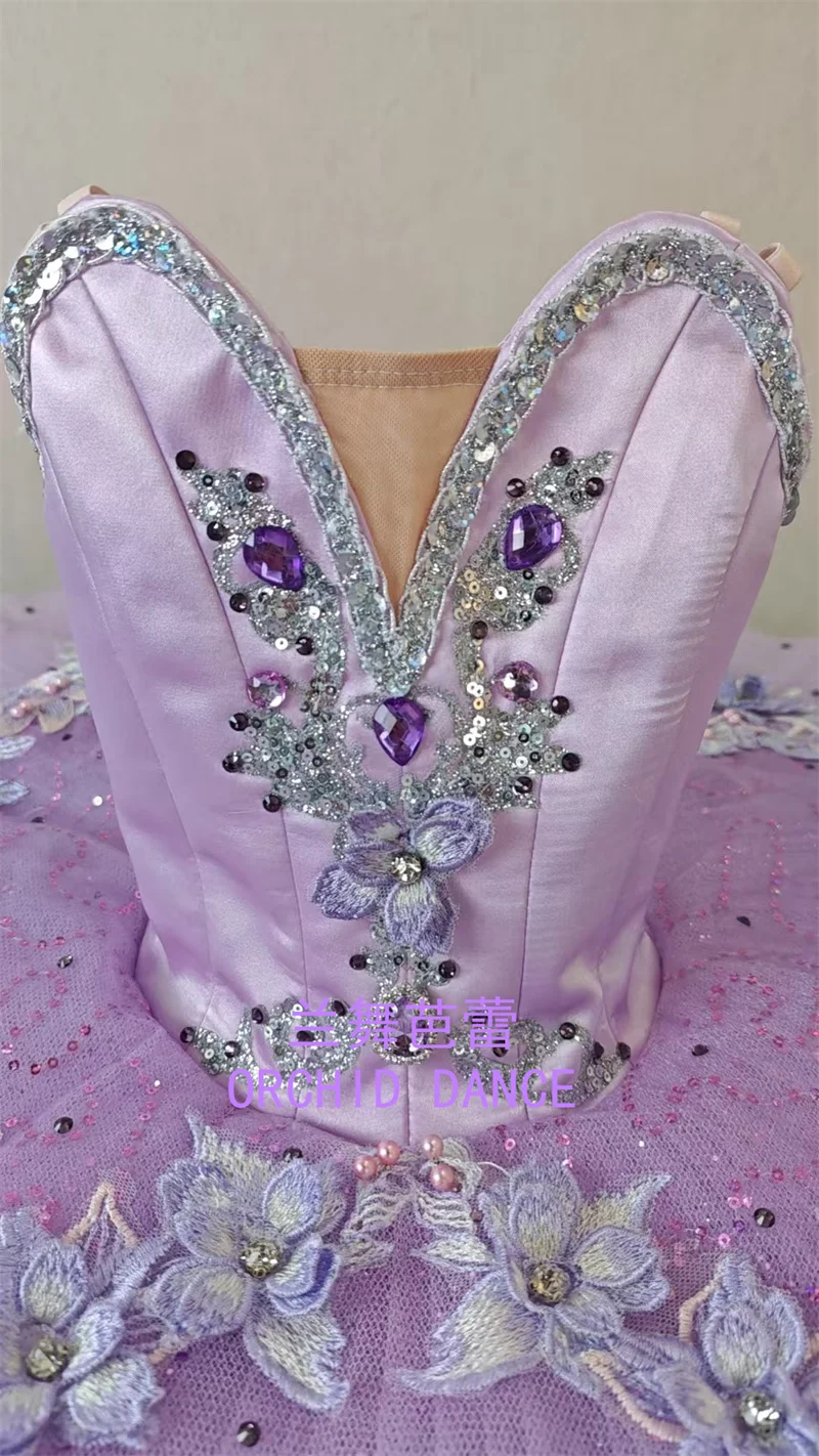 ชุดบัลเลต์นางฟ้าสีม่วงอ่อนสำหรับเด็กหญิง ผู้หญิง และผู้ใหญ่ แบบมืออาชีพ 9 หรือ 12 ชั้น ขนาดสั่งทำพิเศษ สำหรับการแสดง