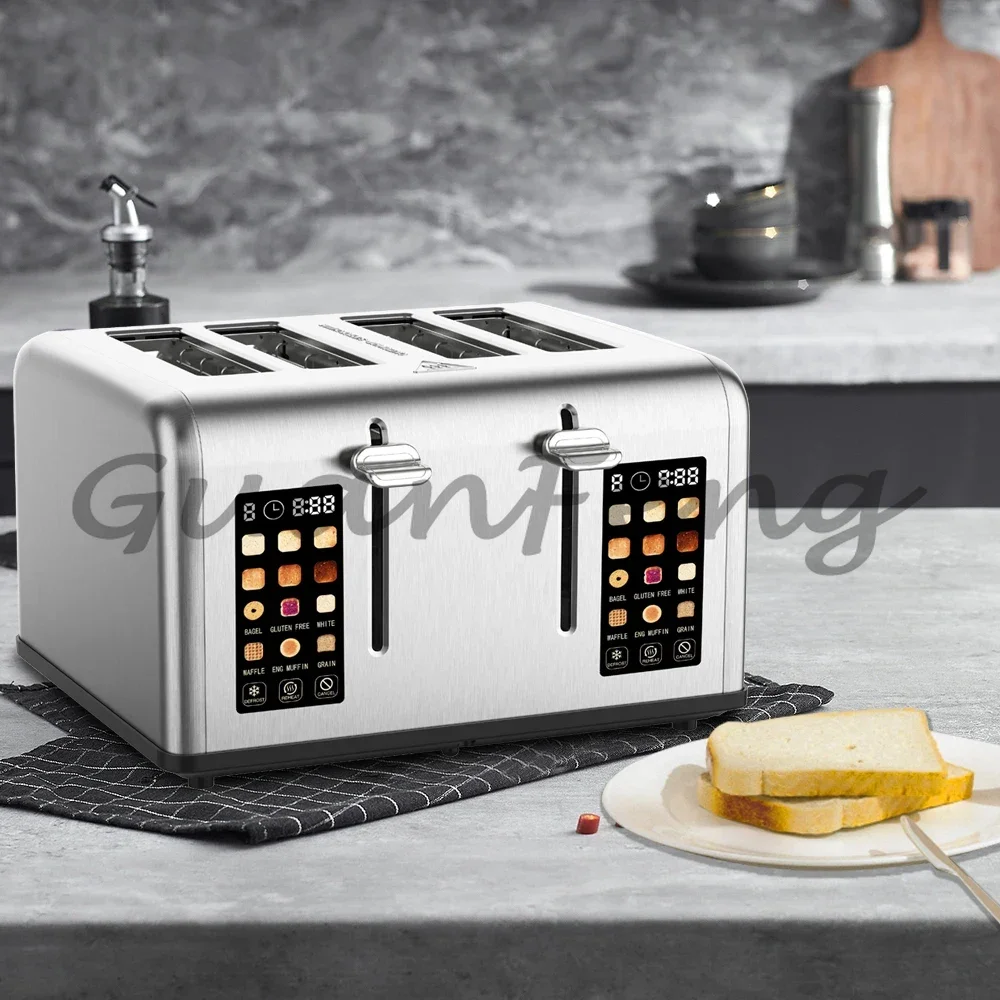 4 Slice Electric Intelligent Bread Toaster, Large Digital Touch Screen, 9 Functions Multi-purpose Household Toasting Tool