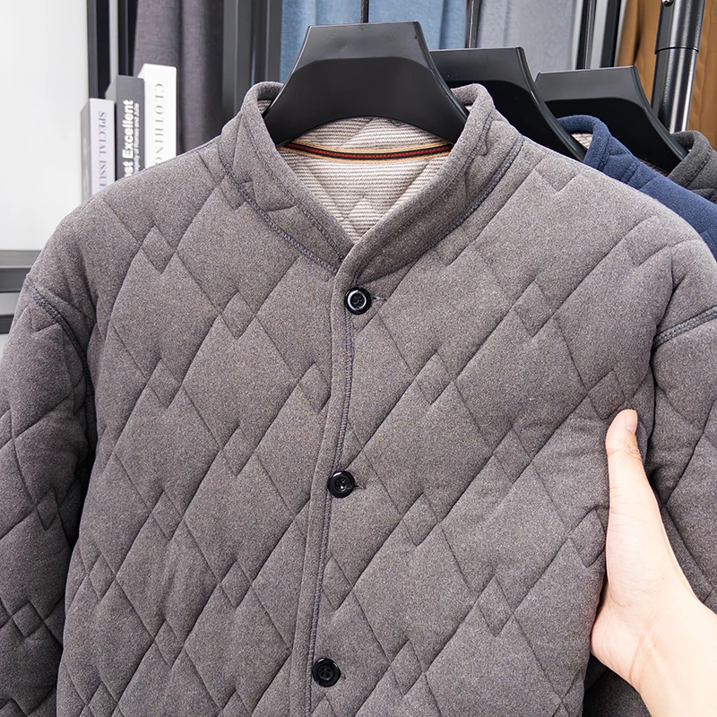 

New Cotton Jacket for Men in Winter Extra Thick Velvet Jacket for Home Wear Warm Middle-aged Cotton Jacket Loose Top