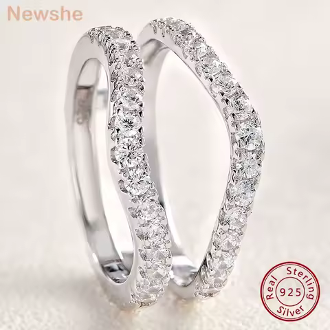 Newshe 925 Sterling Silver Moissanite Rings for Women Engagement Wedding Band Simulated Diamond Jewelry Luxury Enhancer Ring