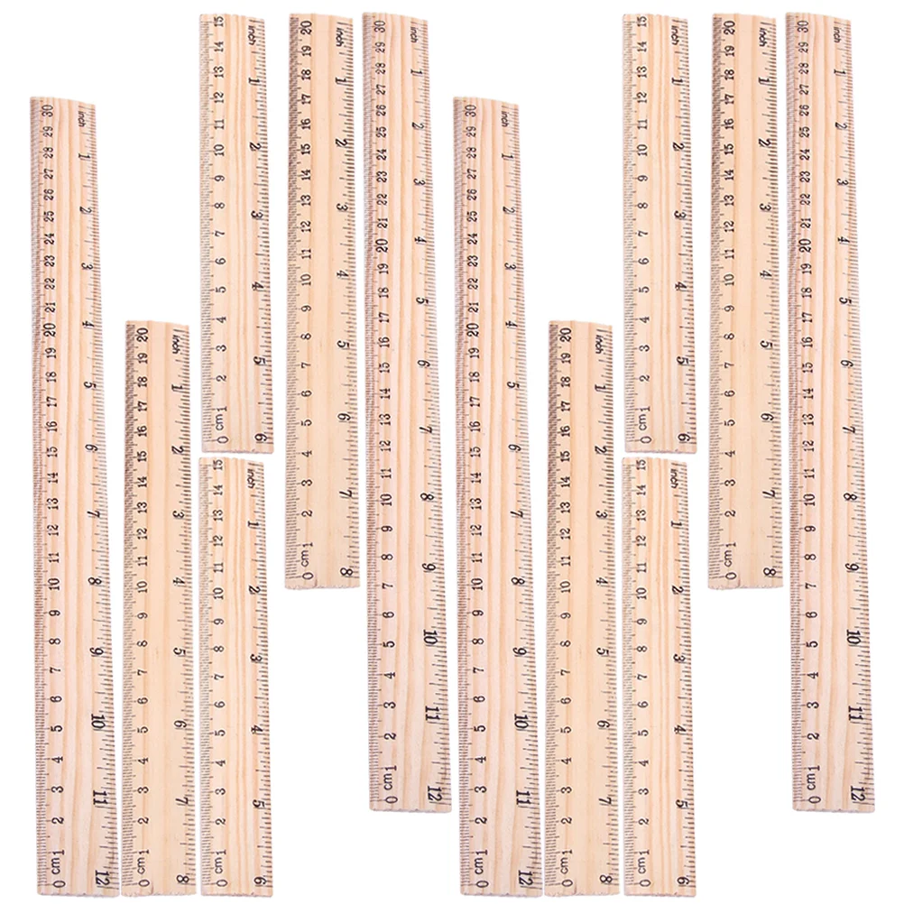 12 Pcs Wooden Ruler Drawing Rulers Novelty Meter Sticks for Classroom Measuring Kids Painting