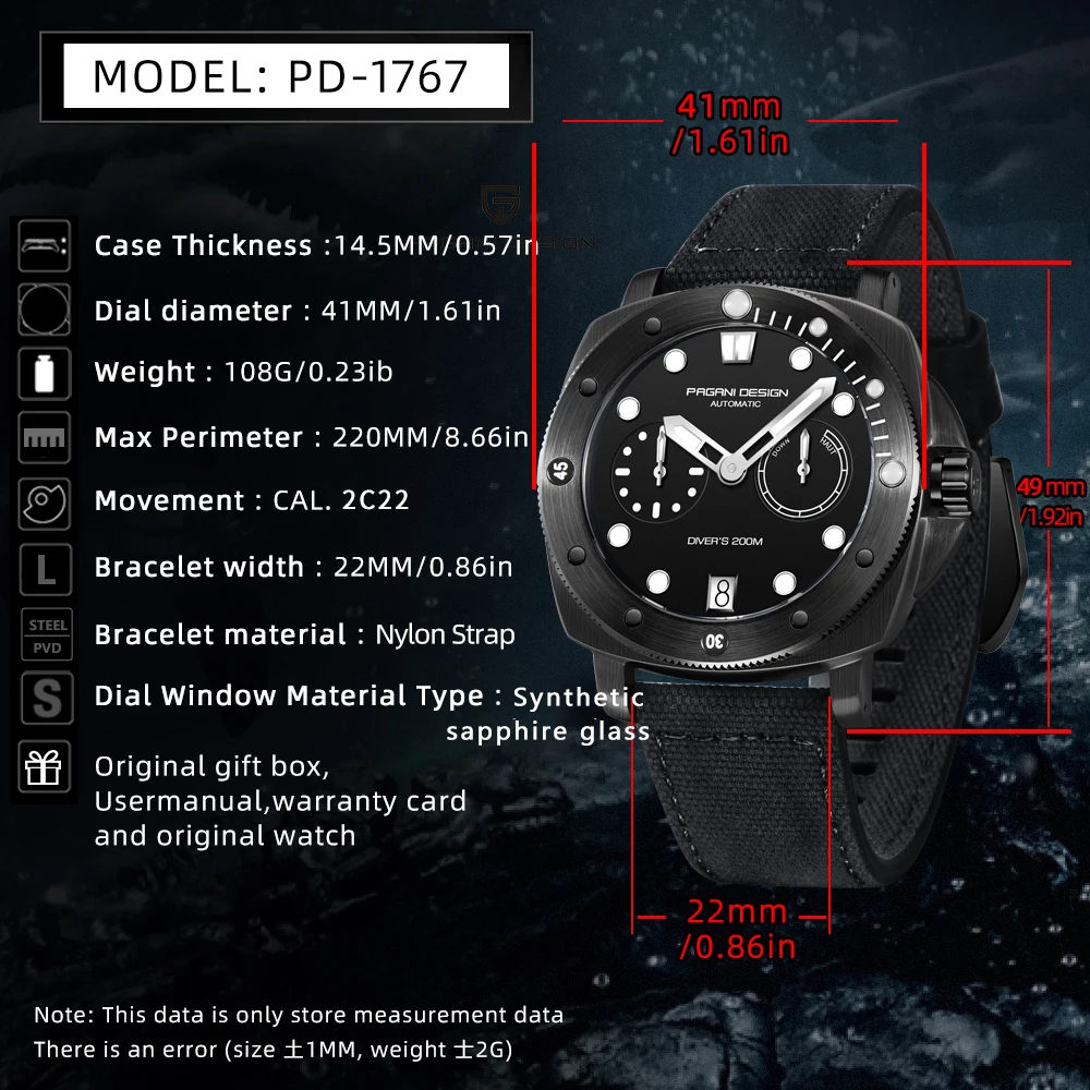 PAGANI DESIGN Automatic Watches 2023 NEW Men Mechanical Sapphire Stainless Steel sports Diving 200M Waterproof Reloj Hombre