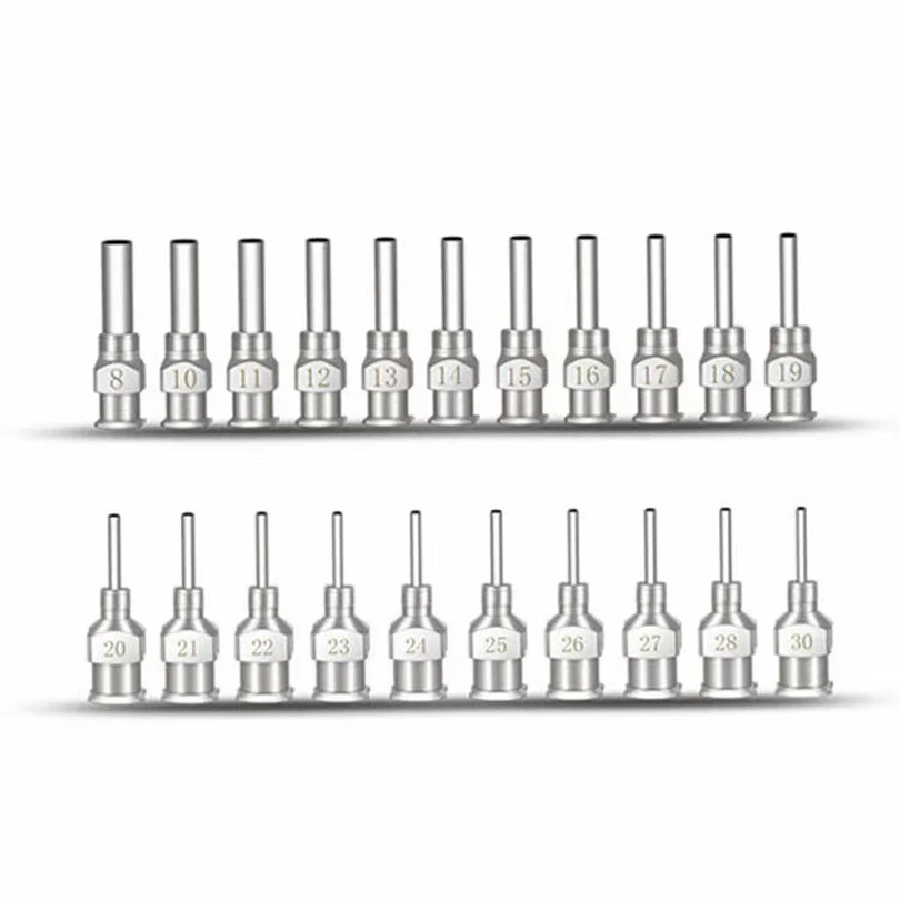 12pcs 1/2(0.5) inch 8g to 30g Stainless-Steel Syringe Dispenser Dispensing Glue Needles Blunt Metal