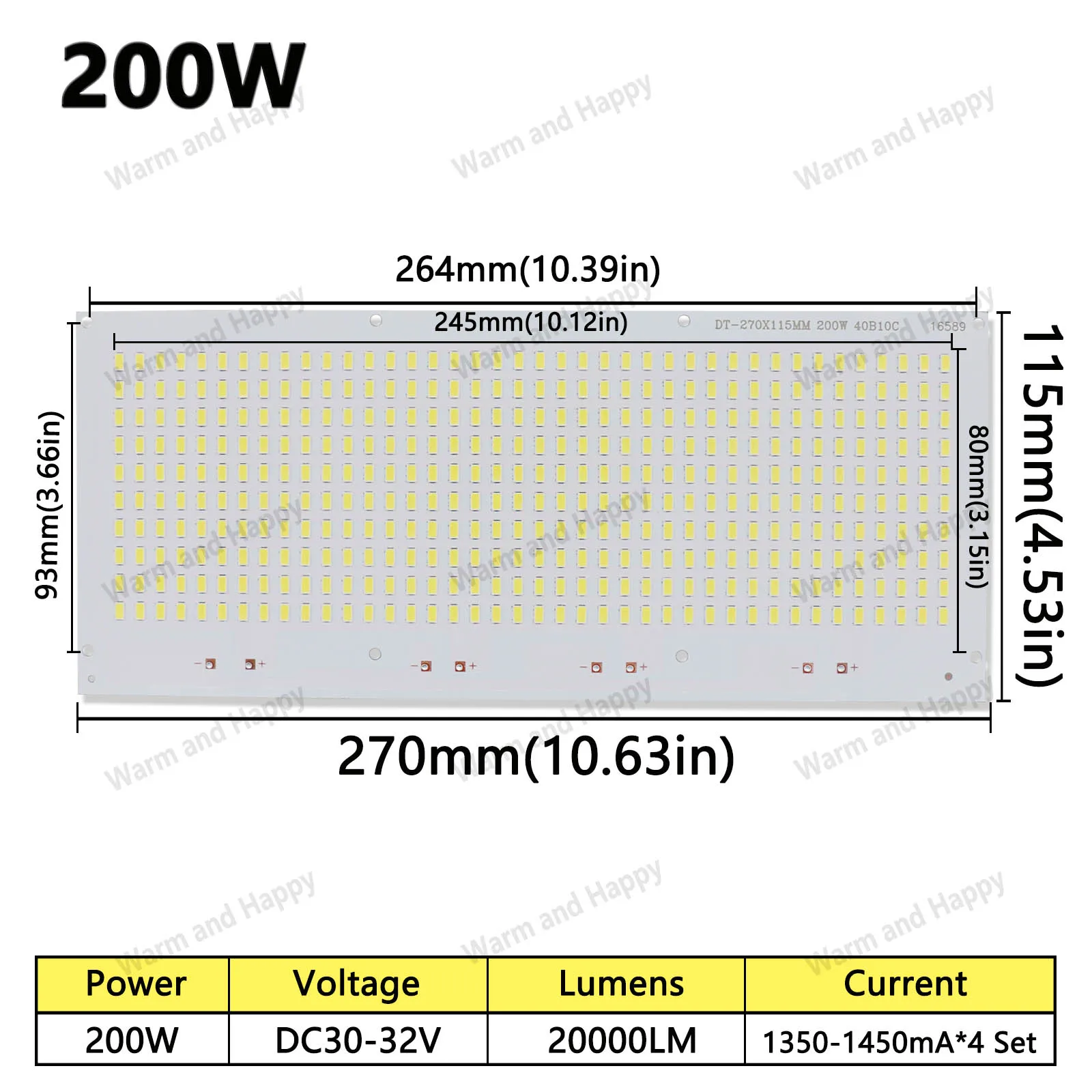 Płyta LED ze źródłem Chip oświetlenia o dużej mocy 200W Model DC30-32V SMD-5730 biały 6500K na zewnątrz plac budowy na zewnątrz