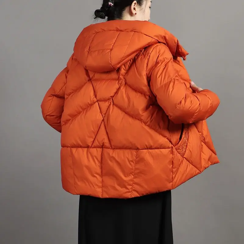 Veste courte en duvet de canard blanc pour femmes, manteau d'hiver chaud de style chinois, bouche de plaque de broderie, nouveauté