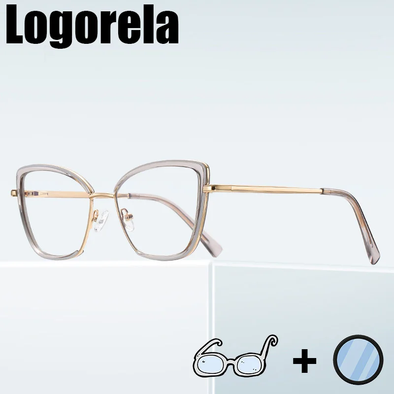 

Logorela 3152 Women Optical Prescription Glasses Anti-Blue Light Photochromic Eyewear Myopia Hyperopia Progressive Eyeglasses