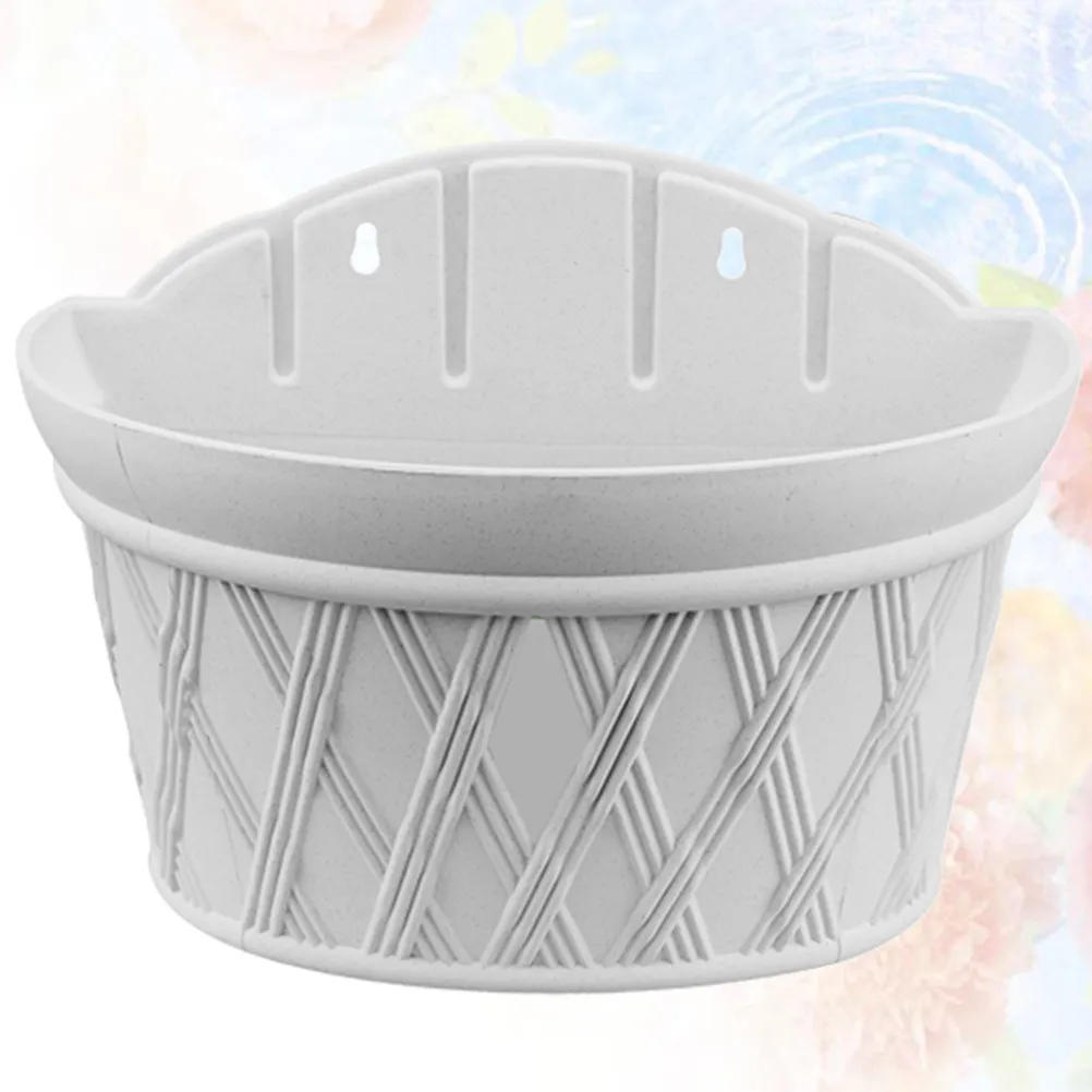 1Pcs Hanging Basket Plastic Flower Pot Wall Mounted Flower Basket Grey White for Plant Arrangement Living Room Bedroom Kitchen