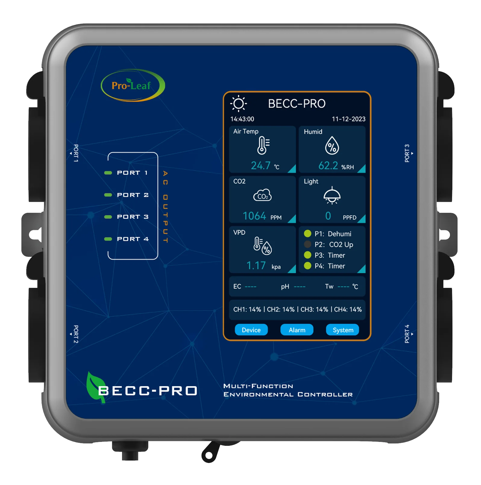 BECC-PRO Hydroponics Grow Room Controller Plant Control Set PAR Sensor CO2 Humidity Temperature Lighting APP Remote Control