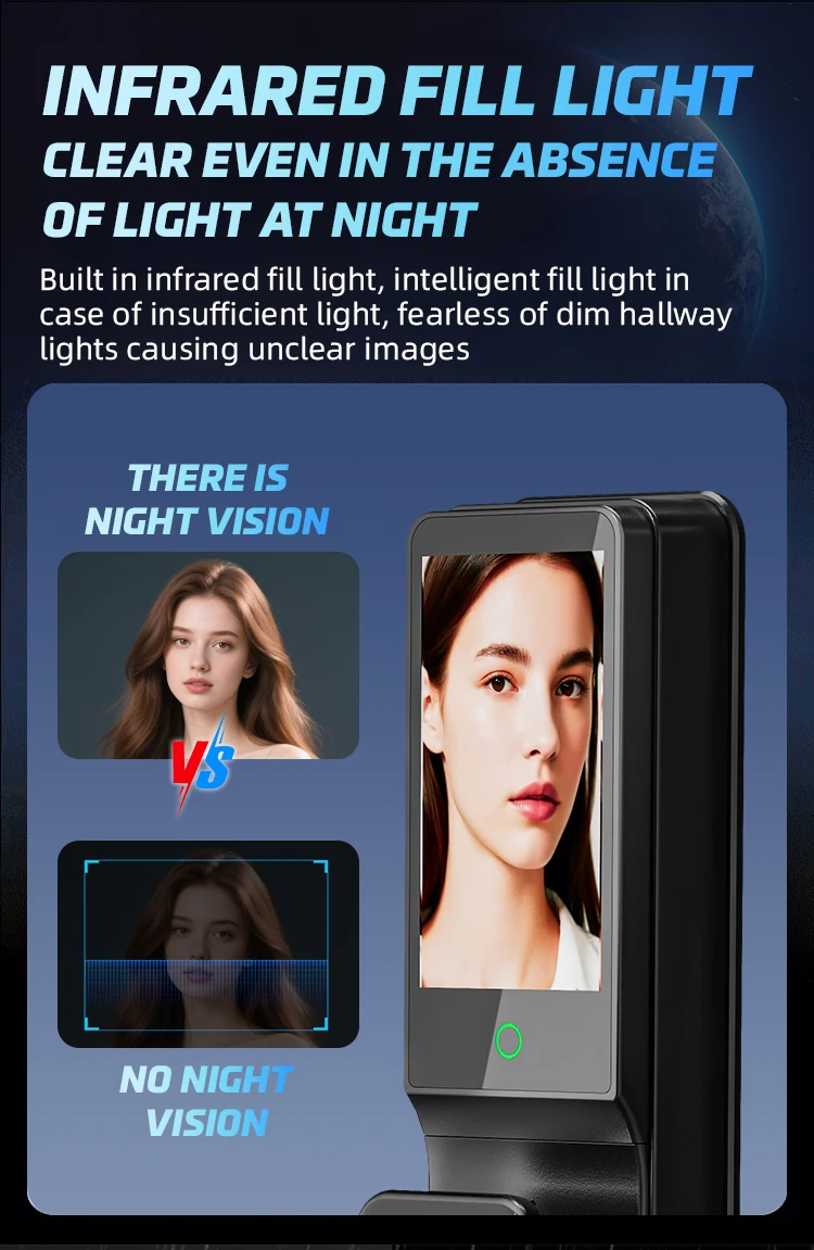 Glomarket مقاوم للماء Tuya Wifi قفل ذكي أوتوماتيكي ثلاثي الأبعاد التعرف على الوجه البيومترية بصمة أقفال أمان رقمية #5