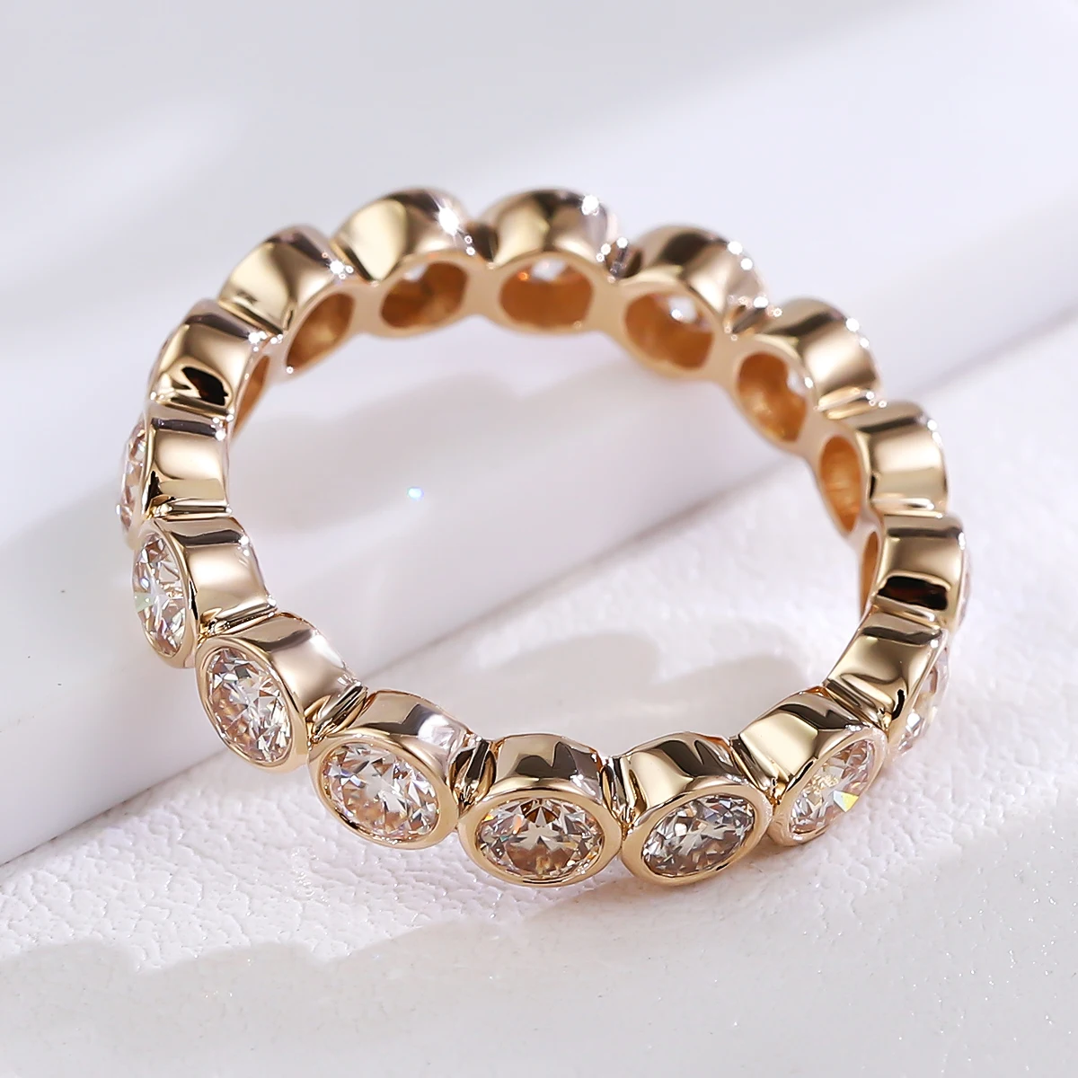 

Provence Minimalist full band 9K 10K Gold Moissanite Everyday Eternal wedding Ring Fine jewelry for Women girls Christmas Gifts