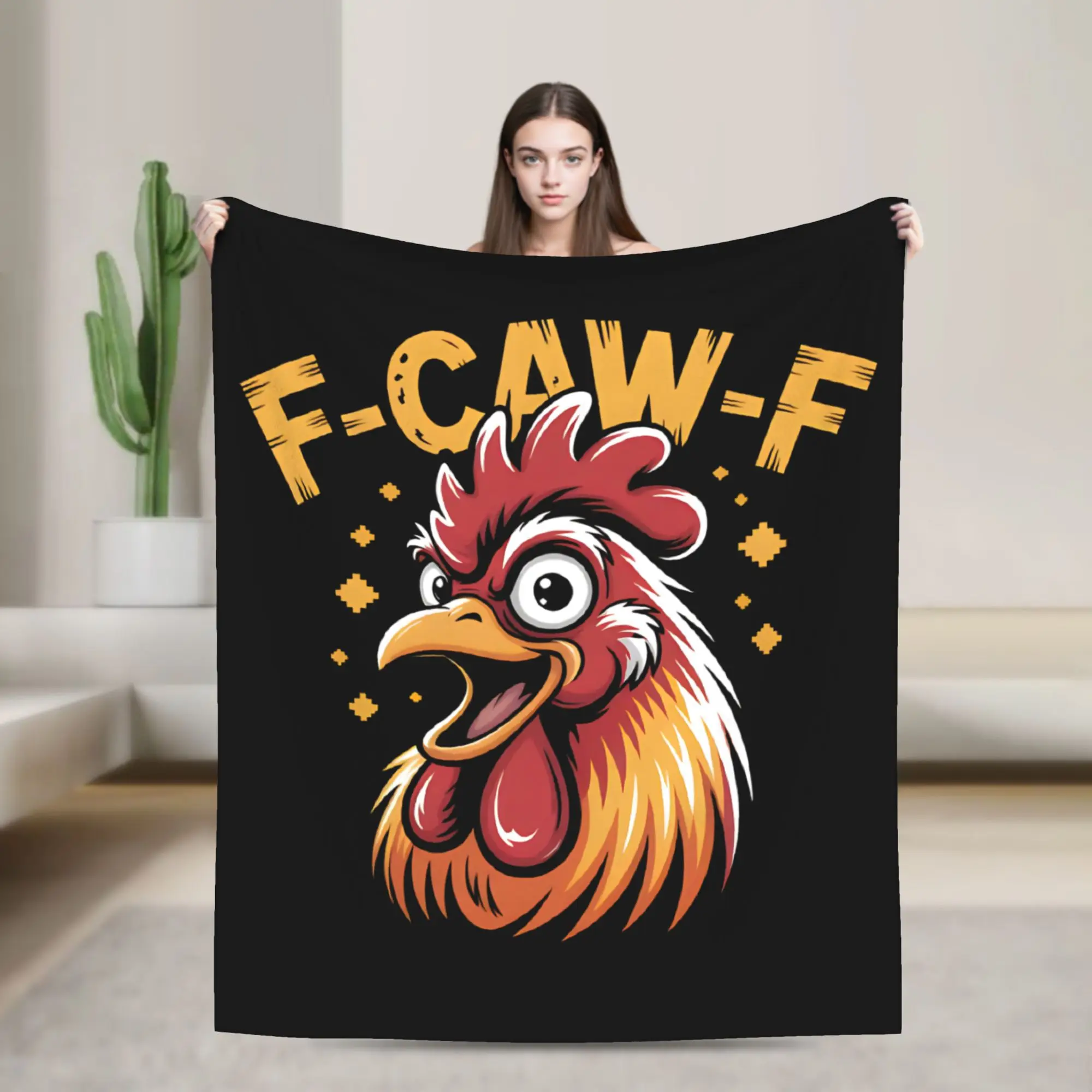 F-Caw-F Funny Meme Fuzzy Blankets Humor Chicken Rooster Fashion Throw Blanket for Bed Sofa Couch 200x150cm Rug Piece,