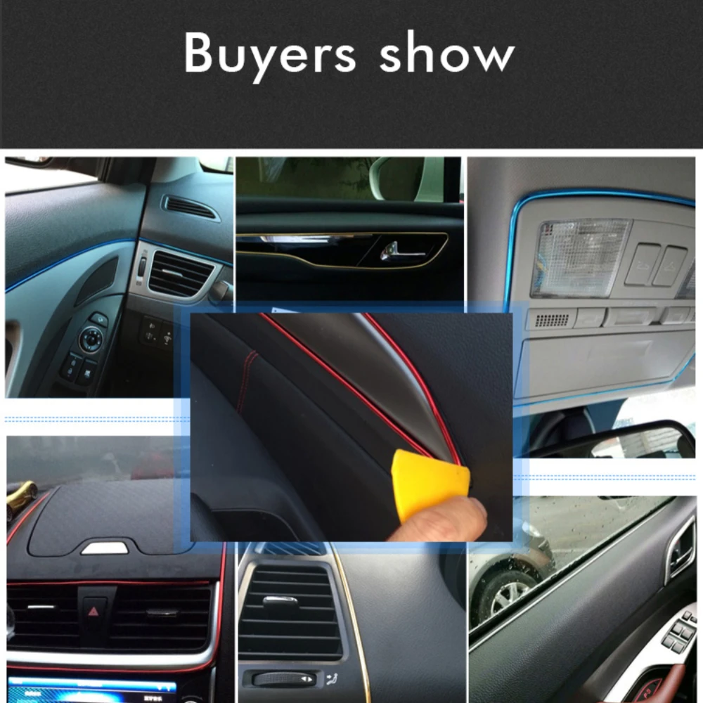 Car Interior Moulding Trim Strip PVC Car Vent Decoration Strip Fake Carbon Fibe Intake Grille Decorative Line for Car Dashboard