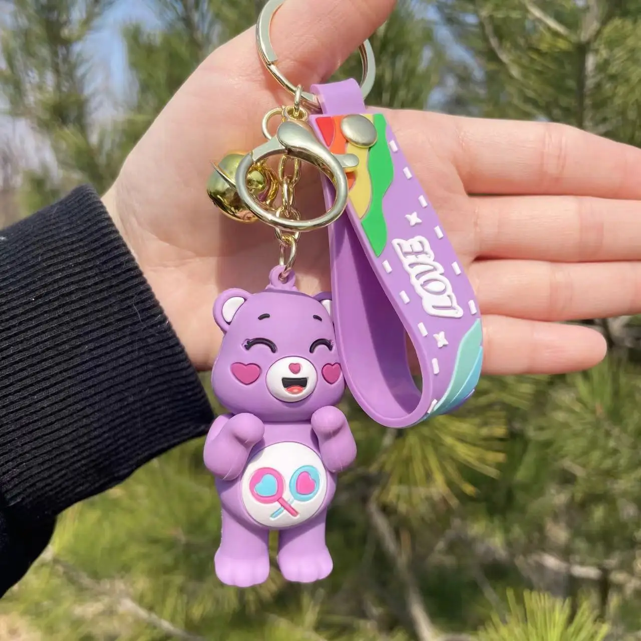 Plastic Care Bear Small Pendant Keychain School Bag Hanging Doll Ornament Christmas Birthday Gifts For Kids