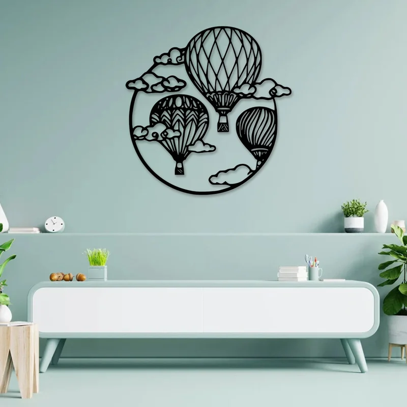Metal Hot Air Balloon Wall Decoration：1Outdoor Sculpture 1pc